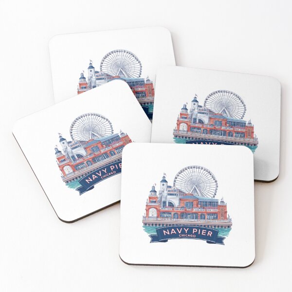 Item preview, Navy Pier Chicago Vintage Travel Sticker - Iconic Ferris Wheel Centennial Wheel Lake Michigan Lakefront Entertainment designed and sold by Blurbean.