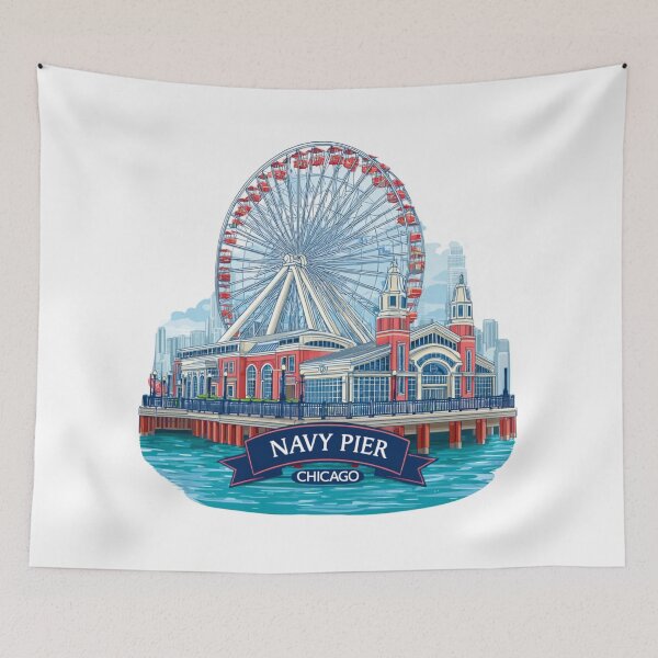 Item preview, Navy Pier Chicago Travel Decal - Historic Architecture Centennial Wheel Downtown Skyline Lakefront Badge designed and sold by Blurbean.