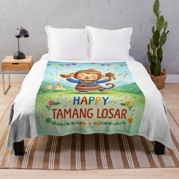 Item preview, Tamang Losar Monkey Nepali with Himalayan Mountains and Traditional Attire designed and sold by Aryabek.