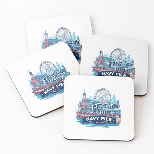 Artikelvorschau, Navy Pier Chicago, dritte Auflage, Vintage-Abzeichen – Aufkleber für die historische Entwicklung des Unterhaltungskomplexes am Wasser entworfen und verkauft von Blurbean.