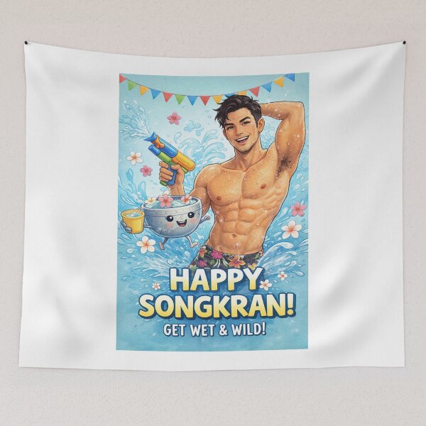 Item preview, Songkran Water Festival Celebration with Splash, Flowers, and Festive Joy designed and sold by Aryabek.