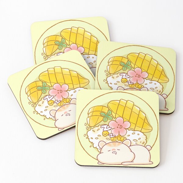 Item preview, Kawaii Hamster Mango Sticky Rice - Cute Thai Dessert Art designed and sold by Kanniax.