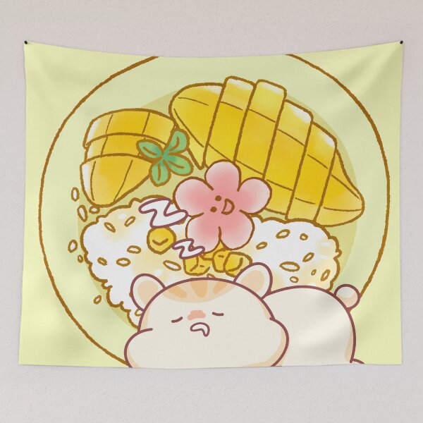 Item preview, Kawaii Hamster Mango Sticky Rice - Cute Thai Dessert Art designed and sold by Kanniax.
