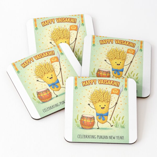 Item preview, Vaisakhi Punjabi Festival Celebration with Wheat, Drum, and Sikh Flag designed and sold by Aryabek.