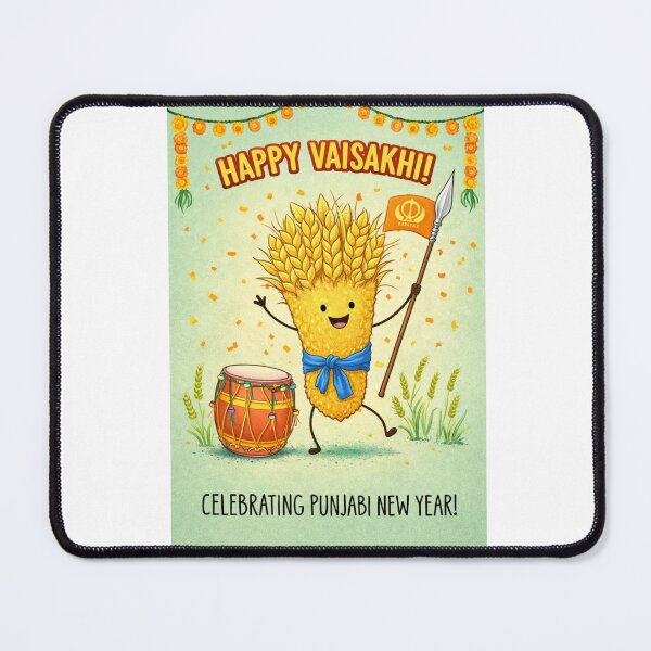 Item preview, Vaisakhi Punjabi Festival Celebration with Wheat, Drum, and Sikh Flag designed and sold by Aryabek.
