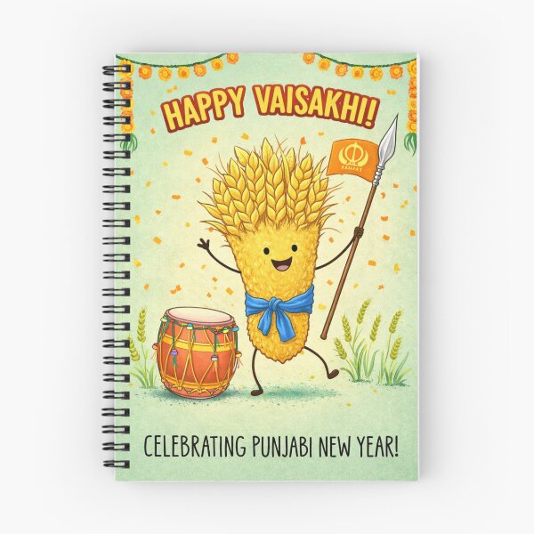 Item preview, Vaisakhi Punjabi Festival Celebration with Wheat, Drum, and Sikh Flag designed and sold by Aryabek.