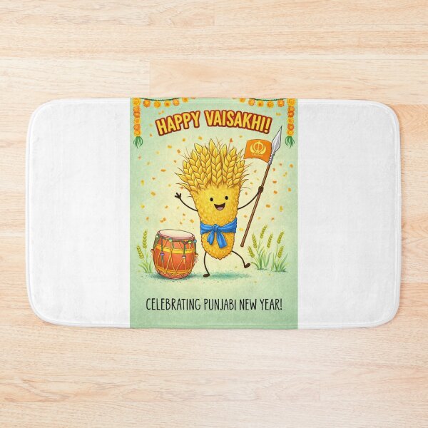 Item preview, Vaisakhi Punjabi Festival Celebration with Wheat, Drum, and Sikh Flag designed and sold by Aryabek.
