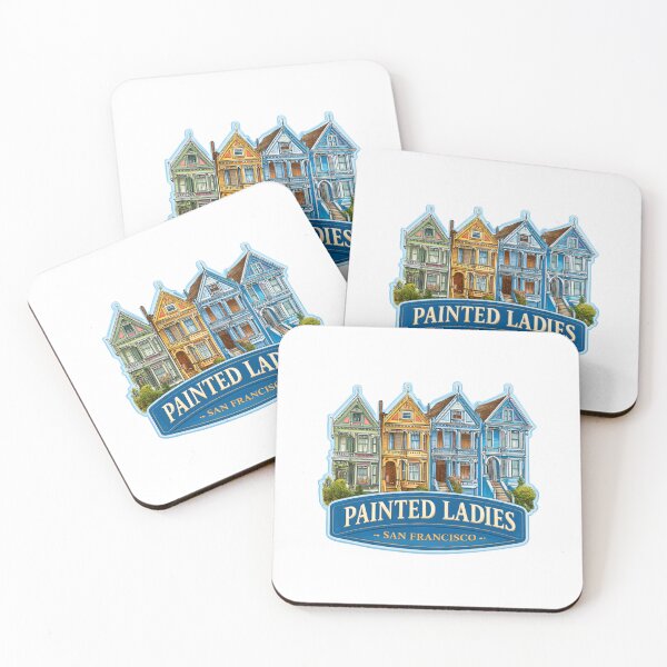 Item preview, Painted Ladies San Francisco Vintage Badge - Different Victorian Row Houses   Colorful Architecture Arrangement designed and sold by Blurbean.