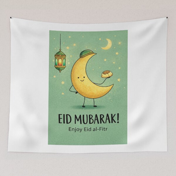 Item preview, Eid al-Fitr Celebration with Crescent Moon, Lantern, and Sweet Treats designed and sold by Aryabek.