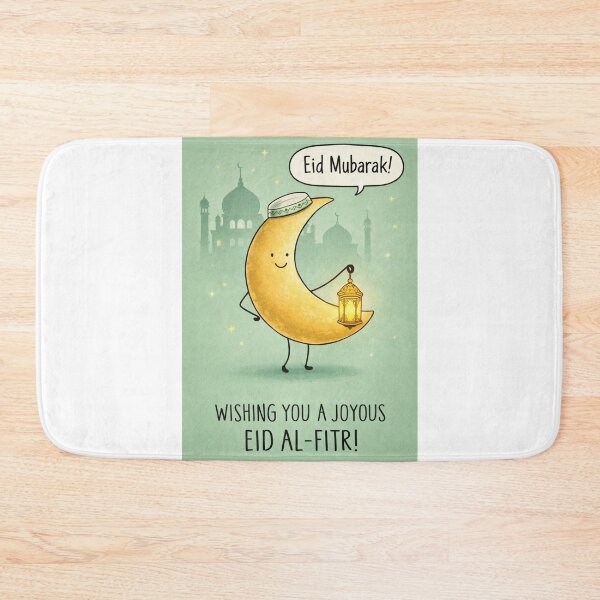 Item preview, Eid al-Fitr Celebration with Crescent Moon, Mosque, and Lantern Light designed and sold by Aryabek.