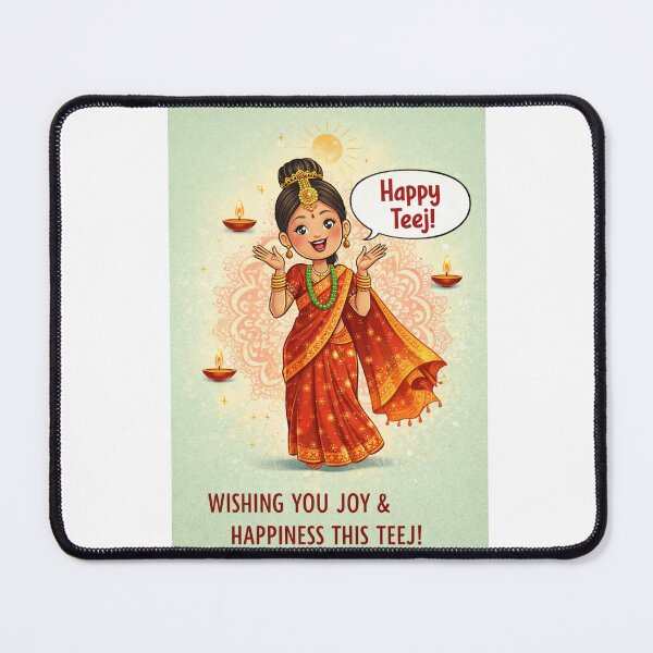 Item preview, Teej Festival Celebration with Woman in Traditional Saree and Oil Lamps designed and sold by Aryabek.