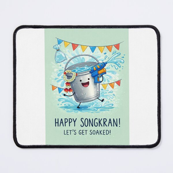 Item preview, Songkran Festival Splash Celebration with Bucket, Water Gun, and Festive Flags designed and sold by Aryabek.