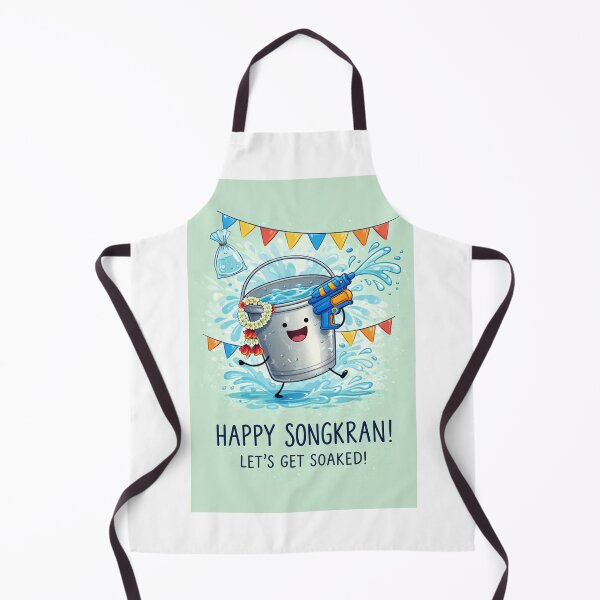 Item preview, Songkran Festival Splash Celebration with Bucket, Water Gun, and Festive Flags designed and sold by Aryabek.