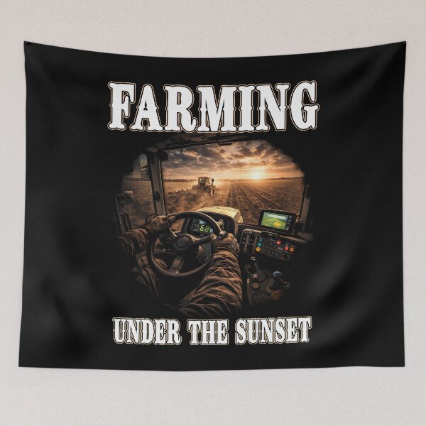 Item preview, FARMING UNDER THE SUNSET farmer farmers farm ranch harvest tractor  designed and sold by Jt41.