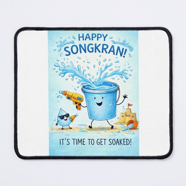 Item preview, Songkran Water Festival Celebration Thailand with Splashing Bucket and Beach Scene designed and sold by Aryabek.