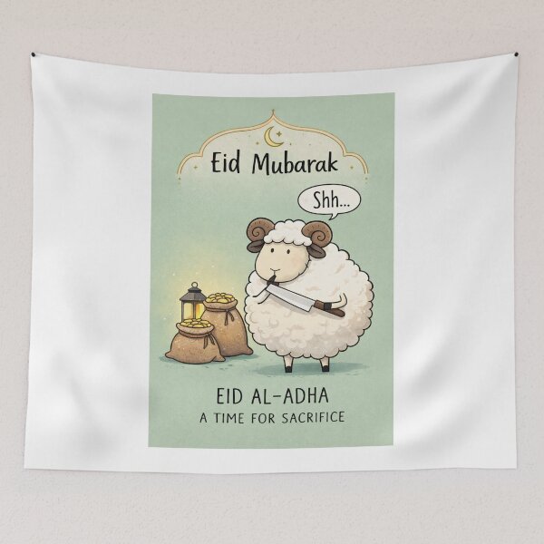 Item preview, Eid al-Adha Celebration with Ram, Crescent Moon, and Lantern designed and sold by Aryabek.