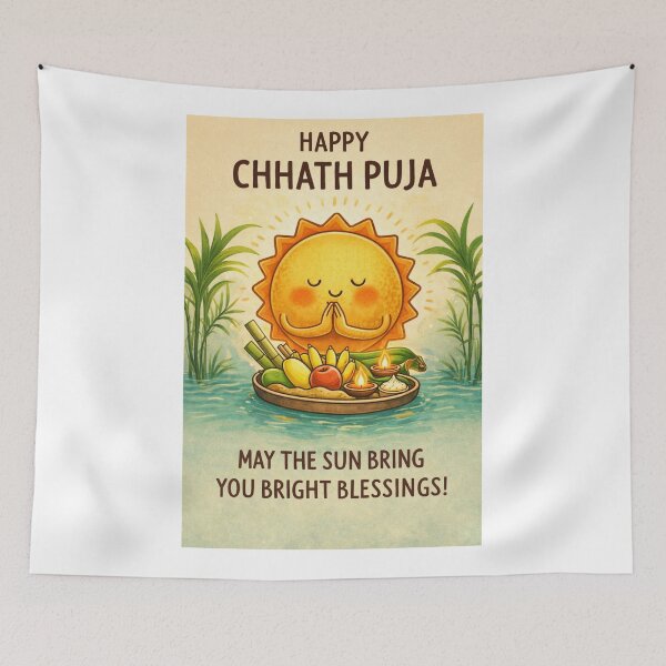 Item preview, Chhath Puja Celebration with Sun God, Offerings, and Sacred River Blessings designed and sold by Aryabek.