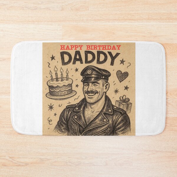 Item preview, Vintage Gay Leather Daddy Happy Birthday Gay Pride Graphic Design designed and sold by ItsAKinkThing.