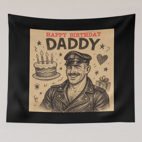 Item preview, Vintage Gay Leather Daddy Happy Birthday Gay Pride Graphic Design designed and sold by ItsAKinkThing.