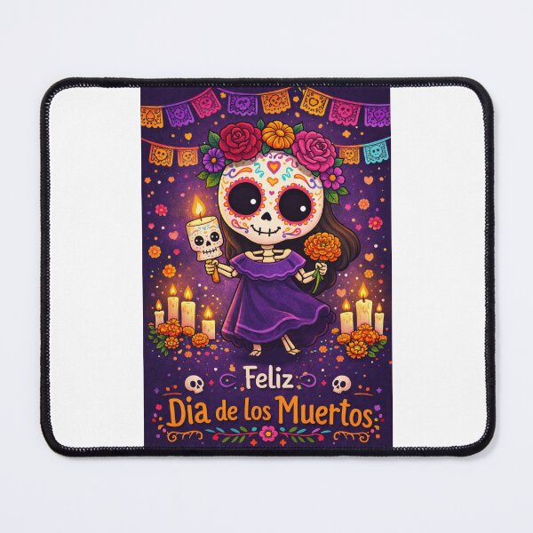 Item preview, Día de los Muertos Sugar Skull Girl with Marigolds and Candlelight designed and sold by Places On Earth.