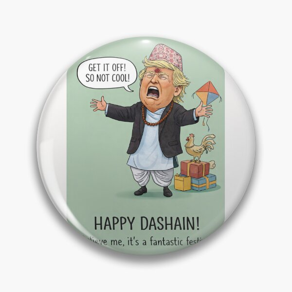 Item preview, Funny Dashain Festival Illustration with Traditional Nepali Dress, Kite, and Chicken designed and sold by Places On Earth.