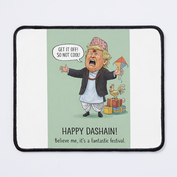Item preview, Funny Dashain Festival Illustration with Traditional Nepali Dress, Kite, and Chicken designed and sold by Places On Earth.