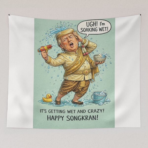 Item preview, Humorous Songkran Festival Thailand with Traditional Thai Costume and Water Splash designed and sold by Places On Earth.