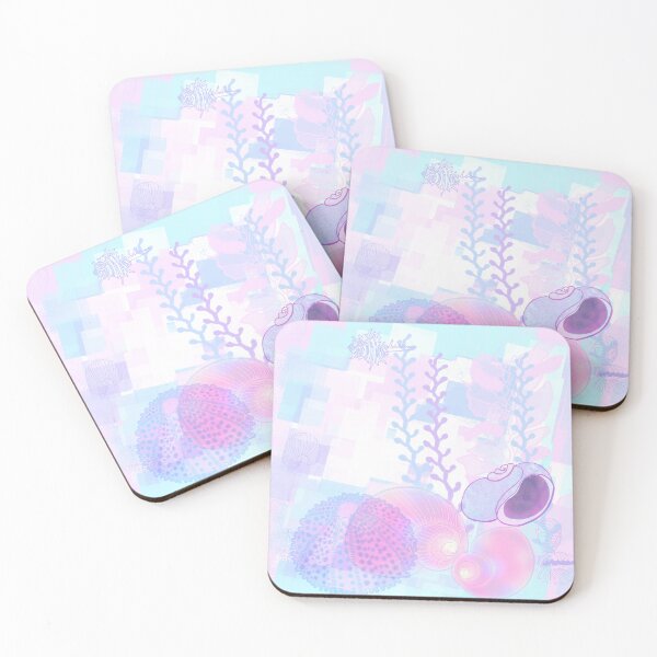 Item preview, underwater shells in pastel pink and blue designed and sold by Bluearthstar.