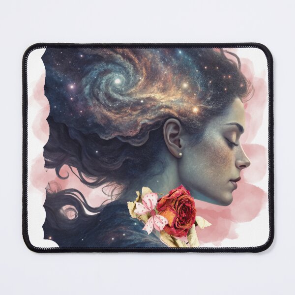 Item preview, Cosmic Woman with Galaxy Hair — Surreal Celestial Portrait designed and sold by ChenEngEng.
