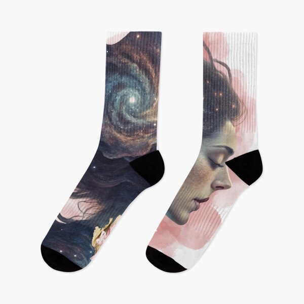 Item preview, Cosmic Woman with Galaxy Hair — Surreal Celestial Portrait designed and sold by ChenEngEng.