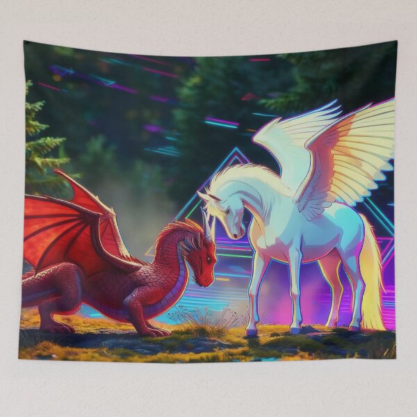 Item preview, Forest Friends - Young Dragon and Young Pegasus designed and sold by NaturePrints.