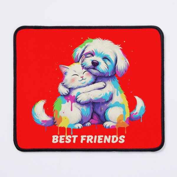 Item preview, Colorful Painted Pets Cat and Dog Best Friends designed and sold by pixeldrift-art.
