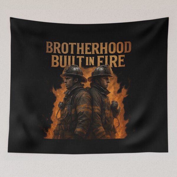 Item preview, Brotherhood Built in Fire - Heroic Firefighter Artwork designed and sold by MKreative Studio.