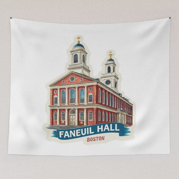 Item preview, Vintage Faneuil Hall Boston Travel Sticker Design - Historic Colonial Architecture Retro   Poster Style Illustration designed and sold by Blurbean.
