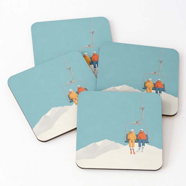 Item preview, Minimalist Ski Lift Illustration – Retro Winter Scene in Alpine Mountains designed and sold by GraphicGreets.