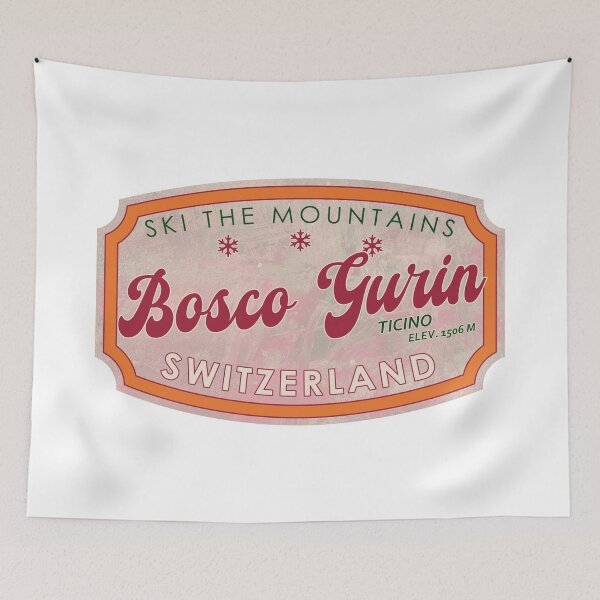 Aperçu de l'œuvre Bosco Gurin, Suisse, Tessin, Ski, badge de ski texturé créée et vendue par Wanderful-roads.