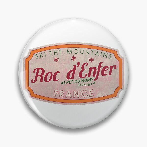 Item preview, Roc d’Enfer, France, Alpes du Nord, Ski, textured skiing badge designed and sold by Wanderful-roads.