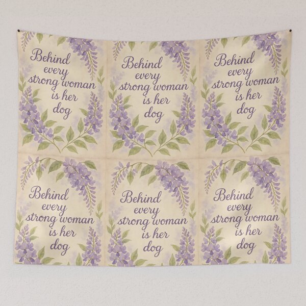 Item preview, Behind Every Strong Woman Is Her Dog Among Purple Wisterias designed and sold by EmeraldeaArt.
