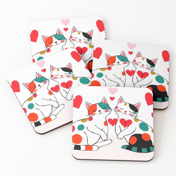 Item preview, Spotted Cat Duo – Whimsical Love & Hearts designed and sold by meesub.