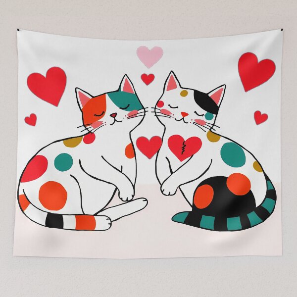 Item preview, Spotted Cat Duo – Whimsical Love & Hearts designed and sold by meesub.