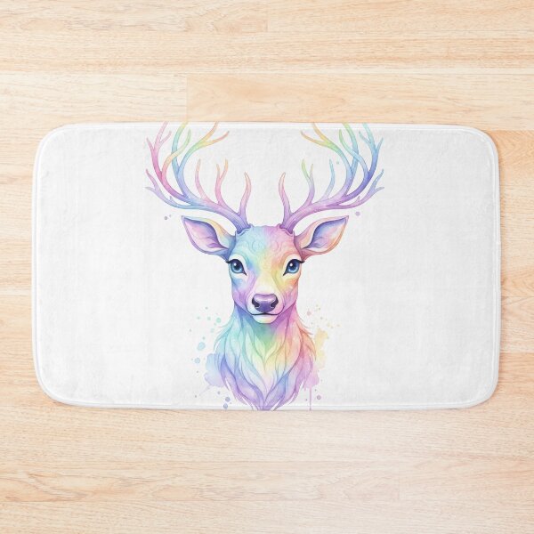 Item preview, Pastel Rainbow Watercolor Deer Head - Whimsical Reindeer Art designed and sold by seven things shop.