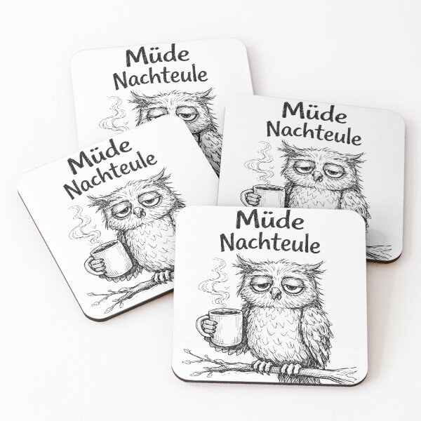 Item preview, Tired Night Owl – Funny Coffee Owl Illustration designed and sold by Art by M.H..