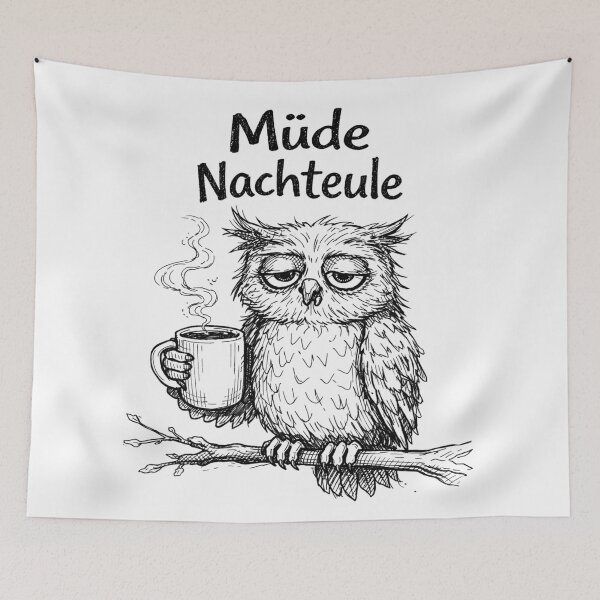 Item preview, Tired Night Owl – Funny Coffee Owl Illustration designed and sold by Art by M.H..