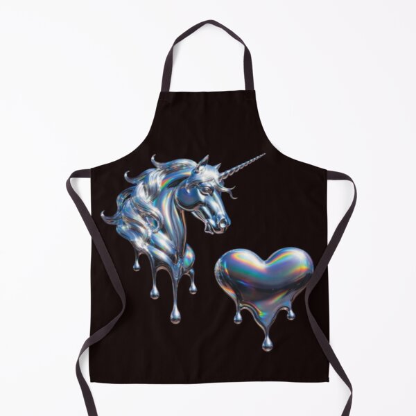 Item preview, Iridescent Melting Unicorn & Heart – Surreal Liquid Chrome Art designed and sold by ZChrome.