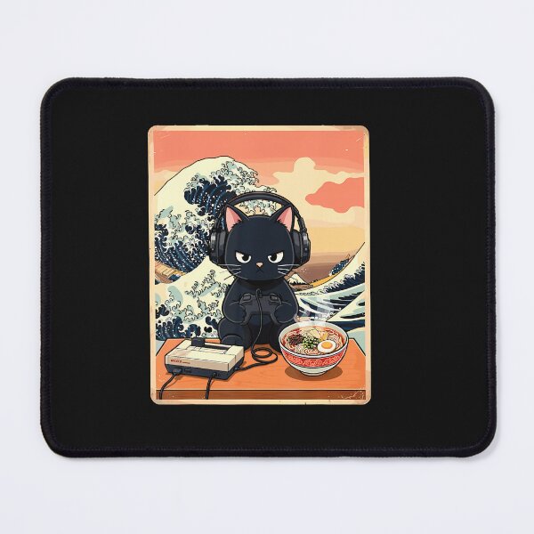Item preview, Retro GamerCat With Ramen Great Wave For Anime Fans T-Shirt designed and sold by krotkrot.