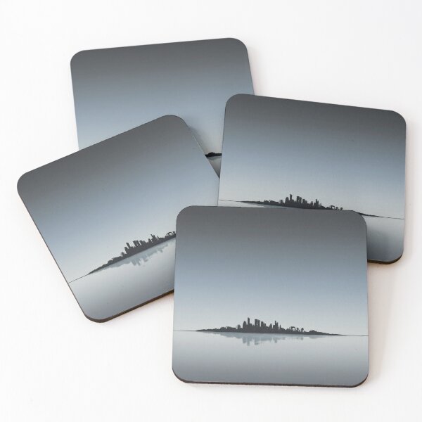 Item preview, Abstract Ruined Cityscape Sunset Poster – Charcoal Blue Silhouette designed and sold by Static Horizon Art.