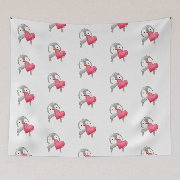 Item preview, Penguins Hug Red Heart Artwork  designed and sold by NivyasArtistry.