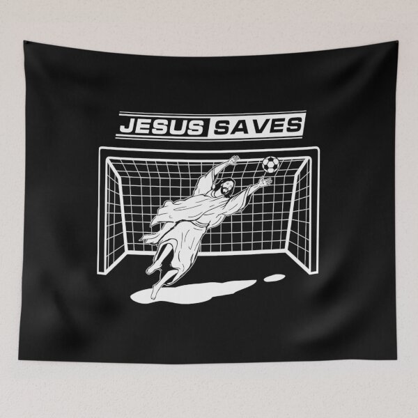 Item preview,  Jesus Saves Christ Soccer Goalie Girls Boys Men designed and sold by RailgunLover.