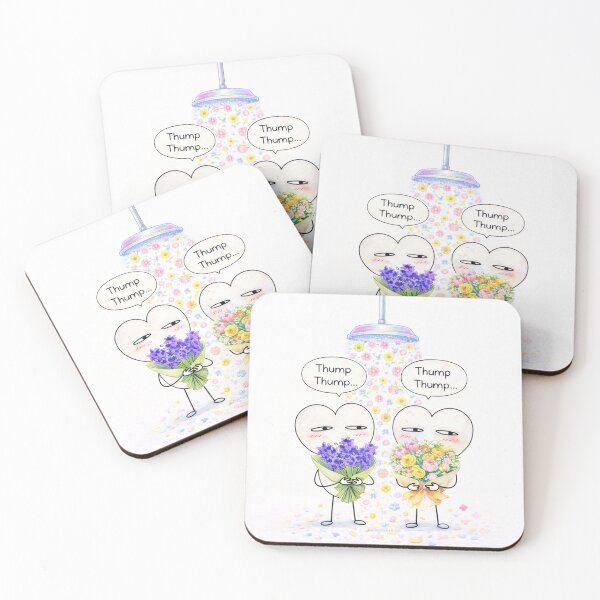 Item preview, Thump Thump Love Shower – Cute Heart Characters with Flowers designed and sold by EmmaGreen25.
