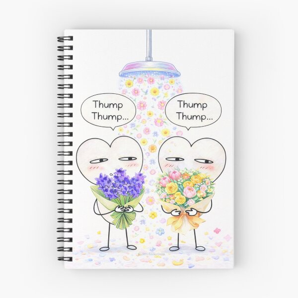 Item preview, Thump Thump Love Shower – Cute Heart Characters with Flowers designed and sold by EmmaGreen25.